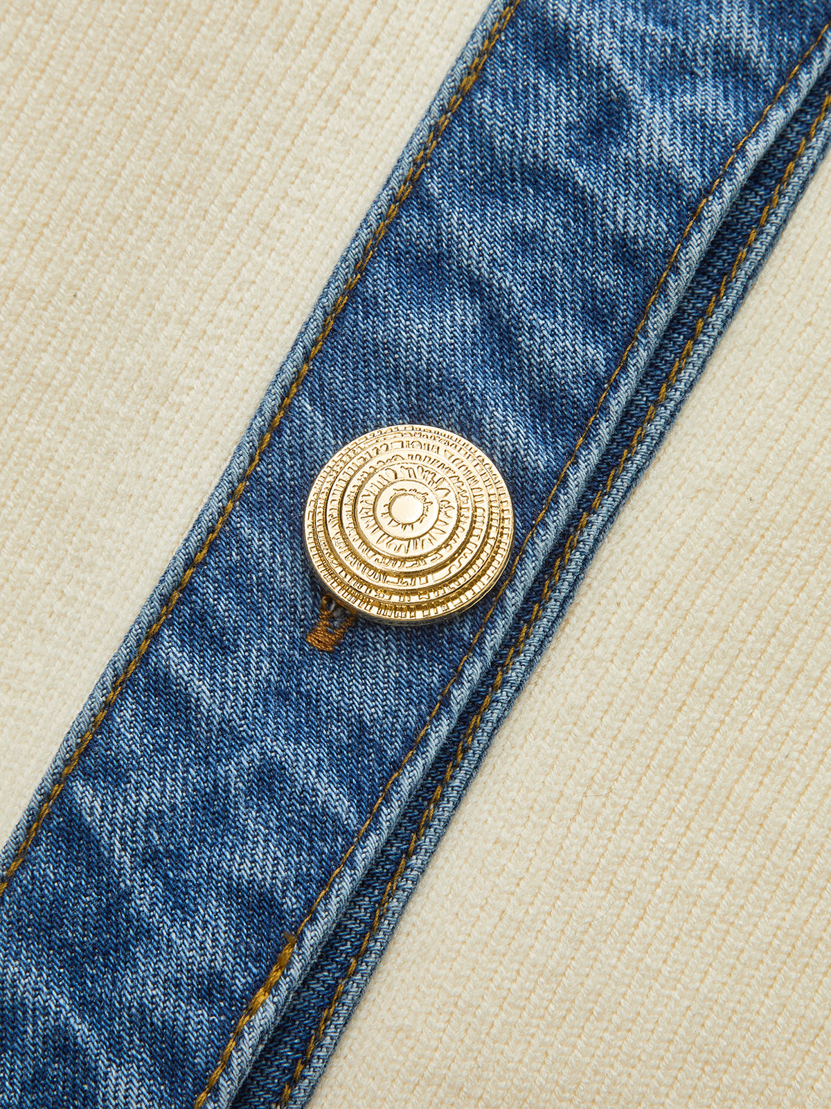 MAELLE | KNIT CARDIGAN X DENIM TRIM NAVY