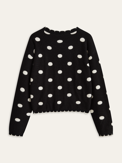 LUNA | DOT SCALLOP CARDIGAN BLACK