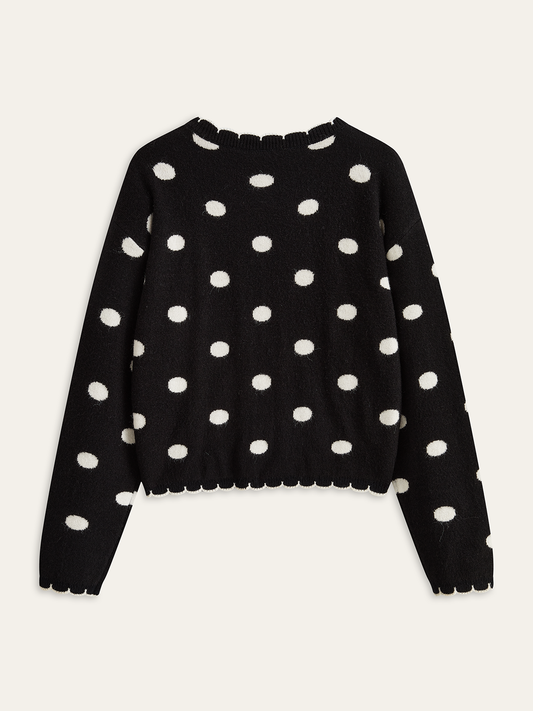 LUNA | DOT SCALLOP CARDIGAN BLACK