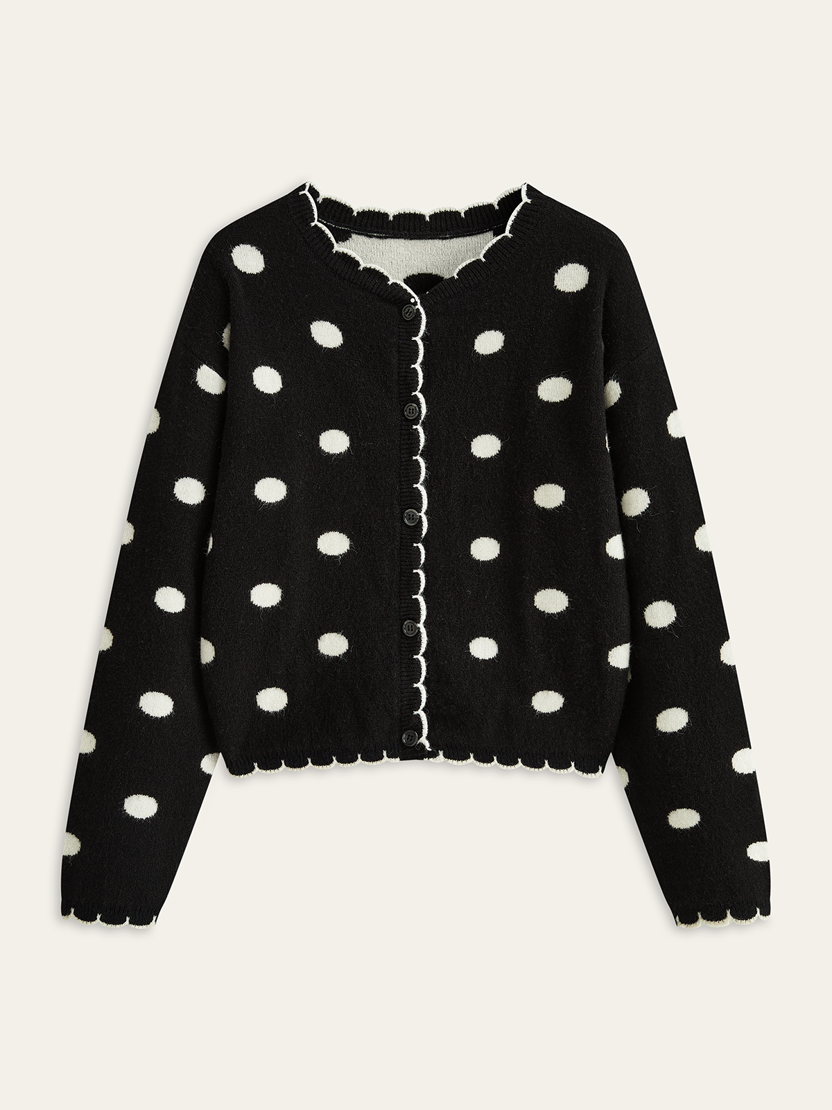 LUNA | DOT SCALLOP CARDIGAN BLACK