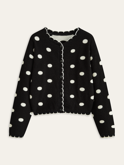 LUNA | DOT SCALLOP CARDIGAN BLACK