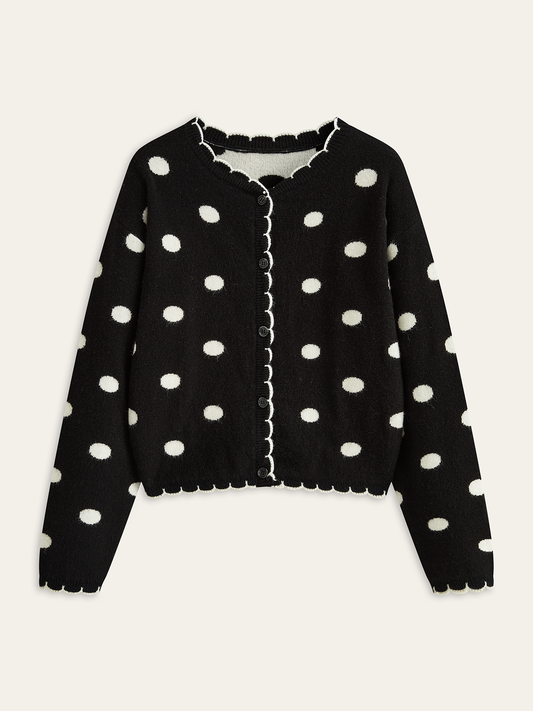 LUNA | DOT SCALLOP CARDIGAN BLACK