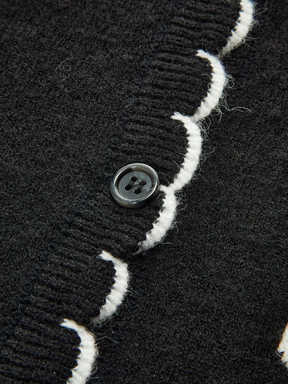 LUNA | DOT SCALLOP CARDIGAN BLACK