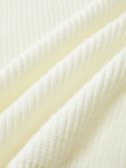 Wrap Fringe Wool Blend Sweater Beige