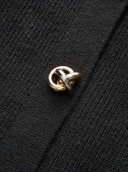 ARLETTE | BLACK KNIT CARDIGAN X DENIM COLLAR