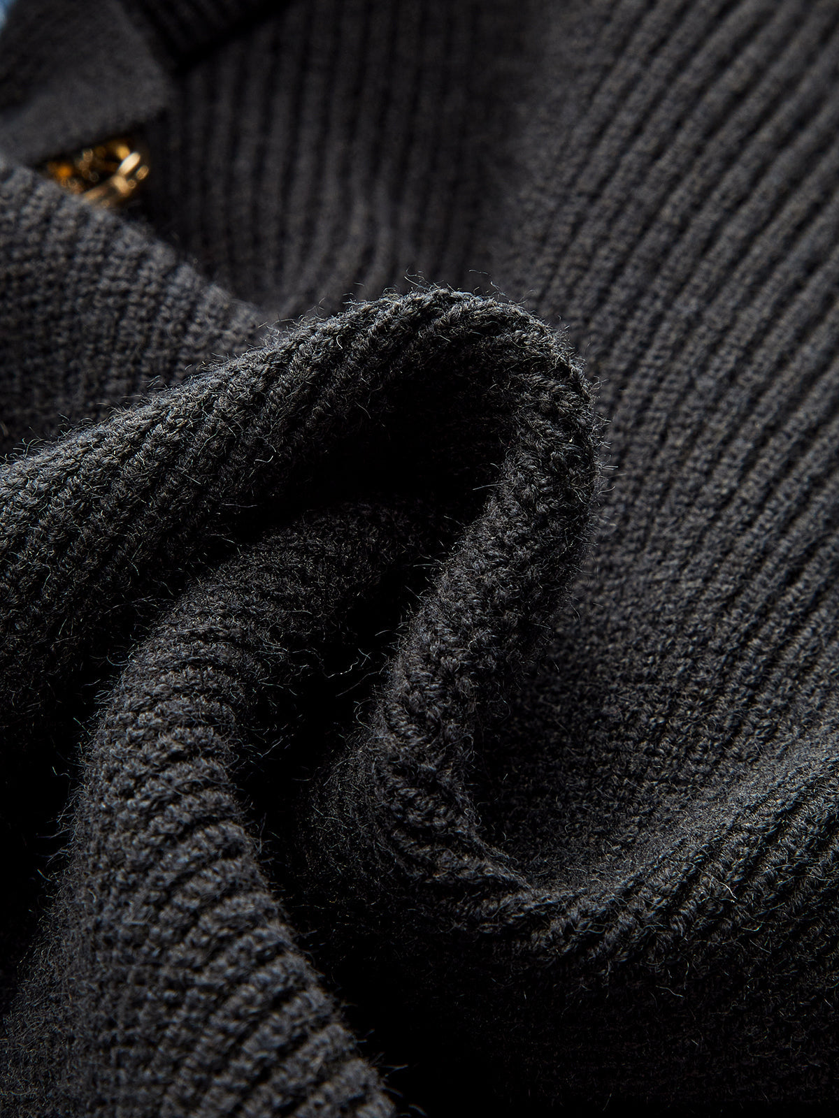 ARLETTE | BLACK KNIT CARDIGAN X DENIM COLLAR