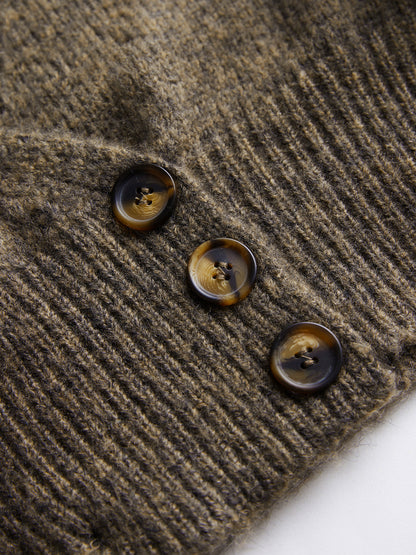OLIVETTA | SIDE BUTTON CARDIGAN BROWN
