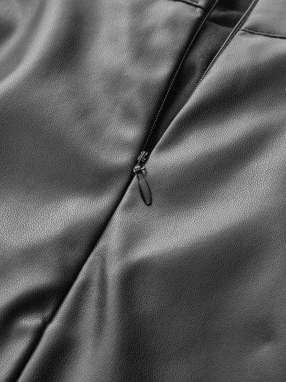 LUNARA | ROCHED LEATHER MIDI SKIRT