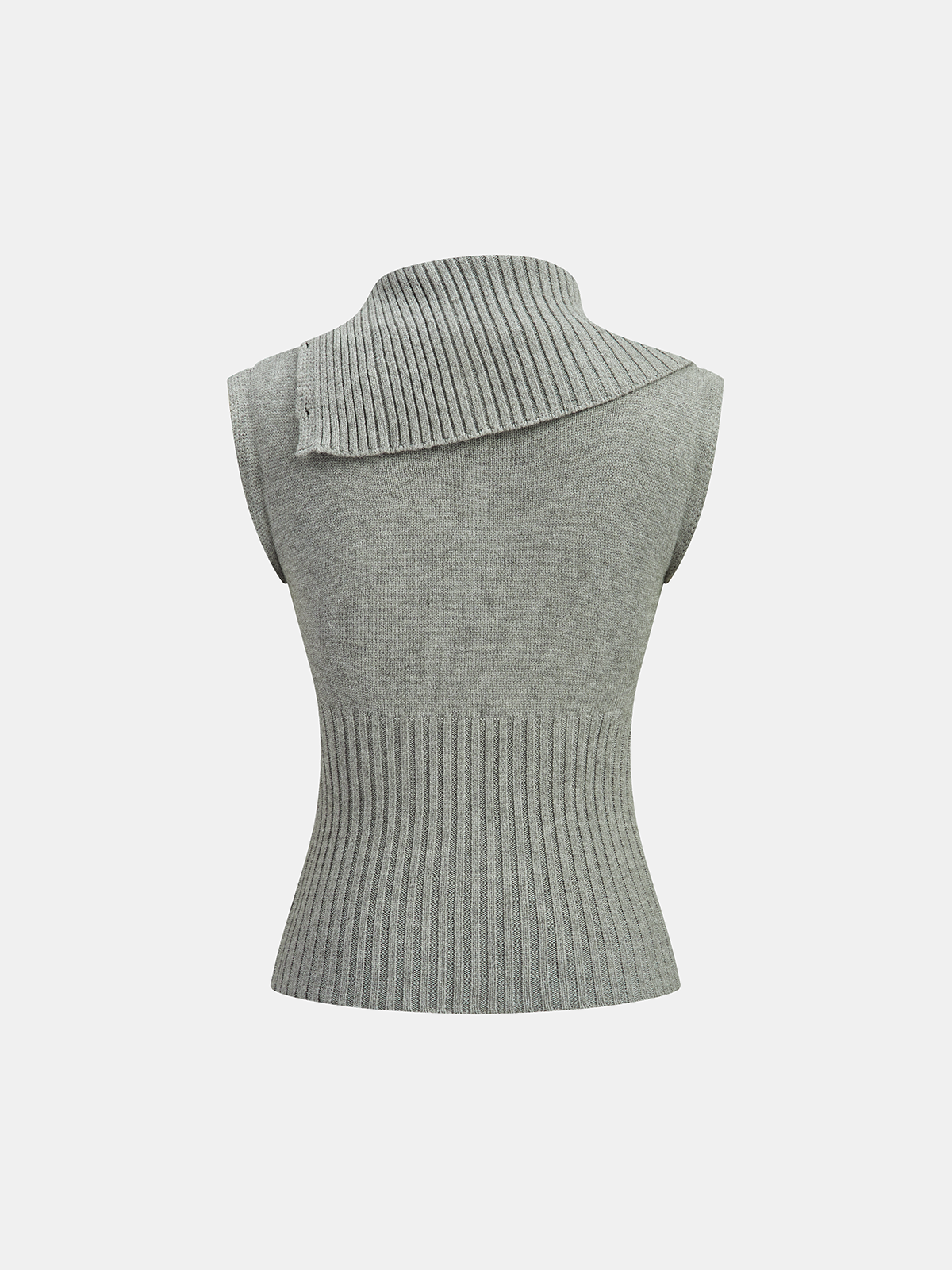 Large Lapel Cable Knit Sleeveless Sweater Vest Grey