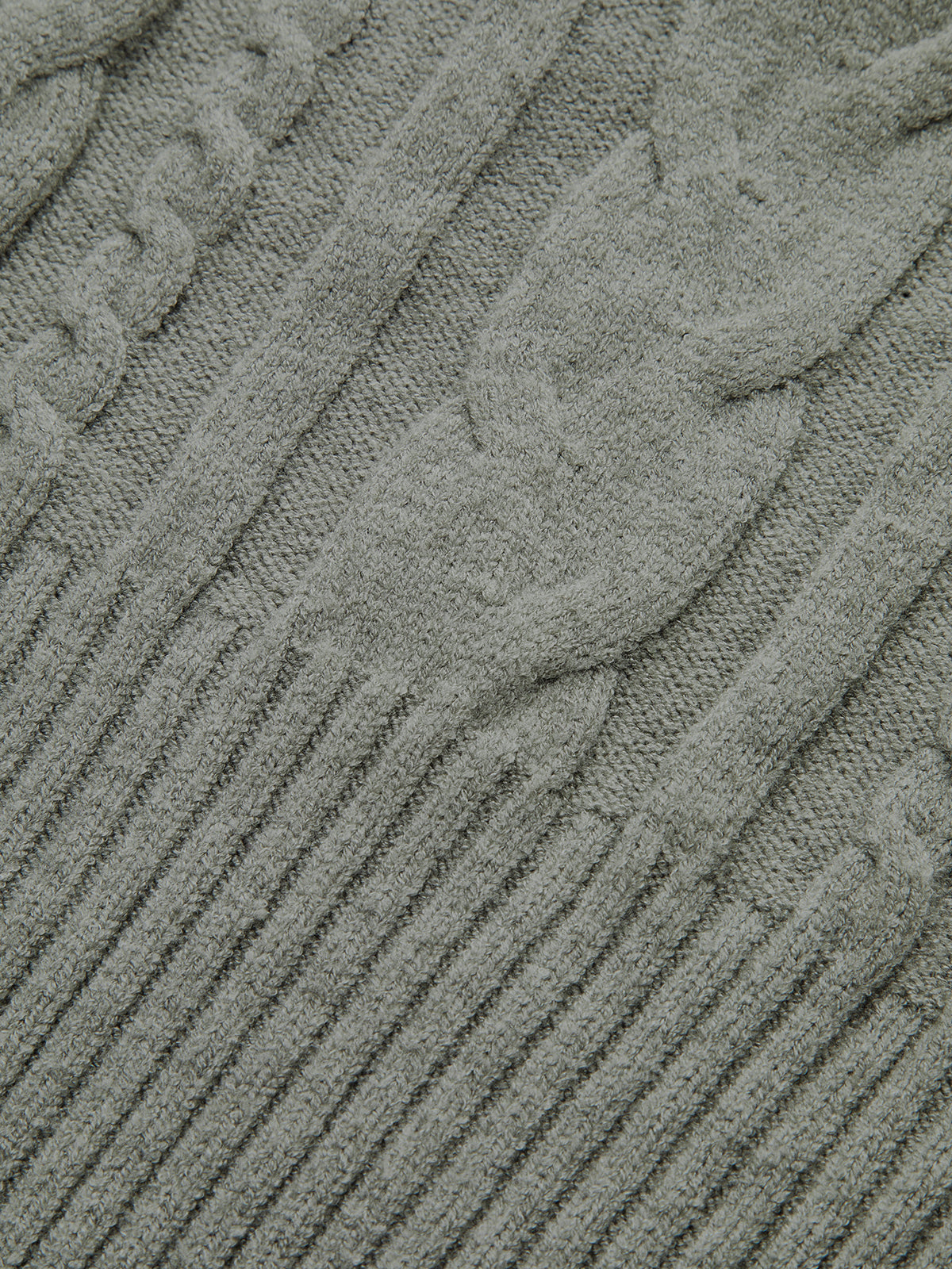 Large Lapel Cable Knit Sleeveless Sweater Vest Grey