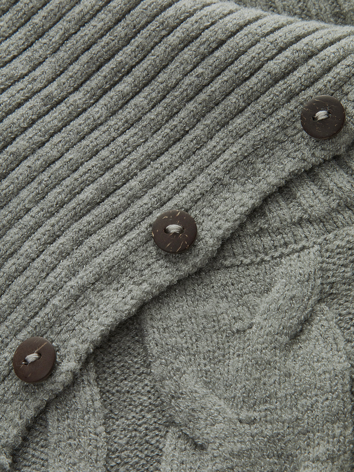 Large Lapel Cable Knit Sleeveless Sweater Vest Grey