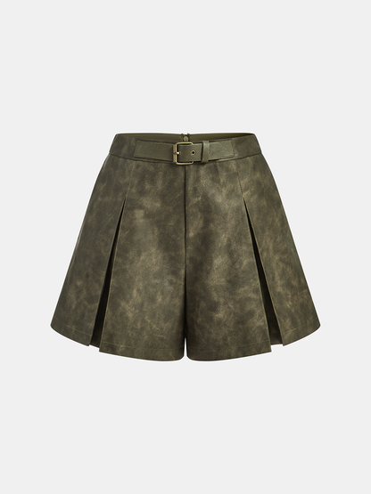 ASTRA | BELTED PLEATED SHORTS