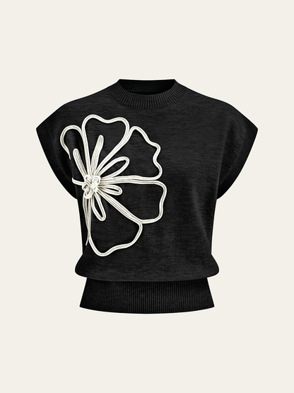 LUZIANA | SCULPTED FLOWER KNIT TOP