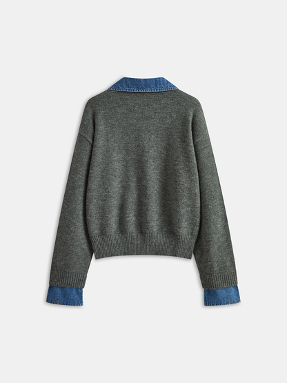 NOA | KNIT SWEATER X DENIM COLLAR