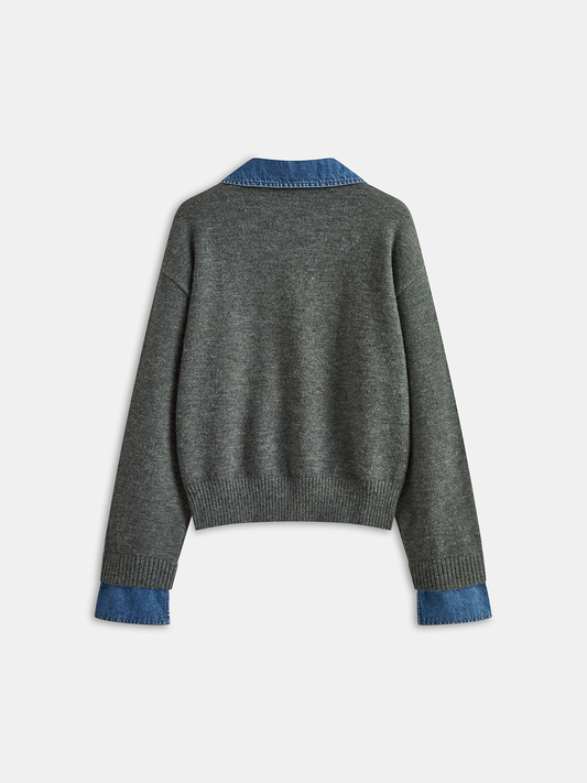 NOA | KNIT SWEATER X DENIM COLLAR
