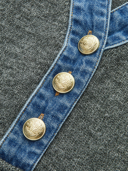 NOA | KNIT SWEATER X DENIM COLLAR