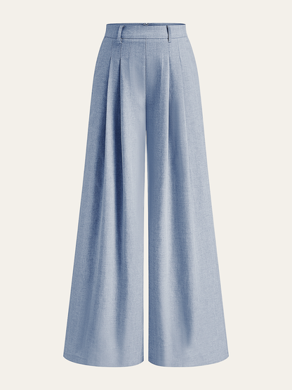 FIRENZE | PLEATED WIDE LEG PANTS BLUE