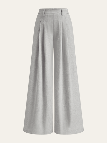 FIRENZE | PLEATED WIDE LEG PANTS GRAY