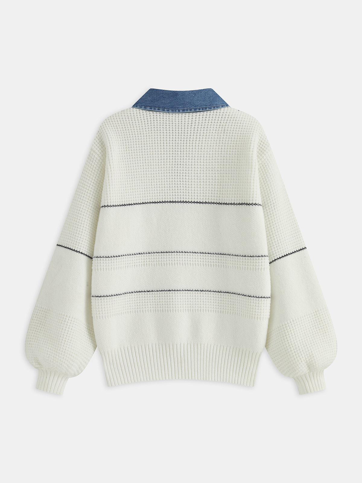 ELISE | STRIPED KNIT SWEATER X DENIM COLLAR