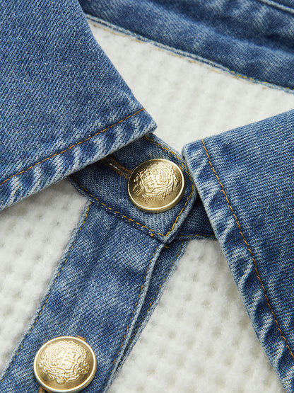 ELISE | STRIPED KNIT SWEATER X DENIM COLLAR