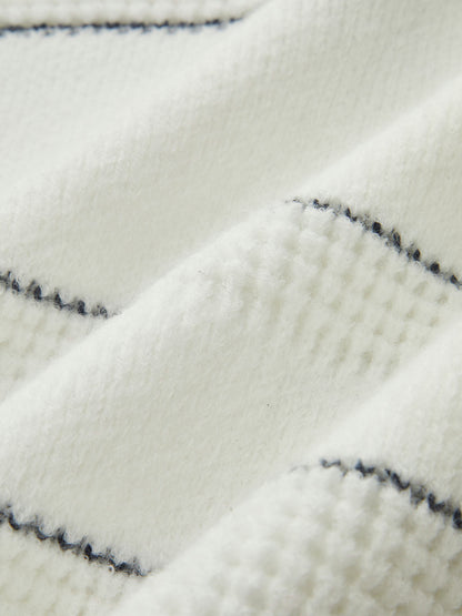 ELISE | STRIPED KNIT SWEATER X DENIM COLLAR