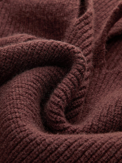 Cut-Out Mock Neck Knitted Sweater Brown