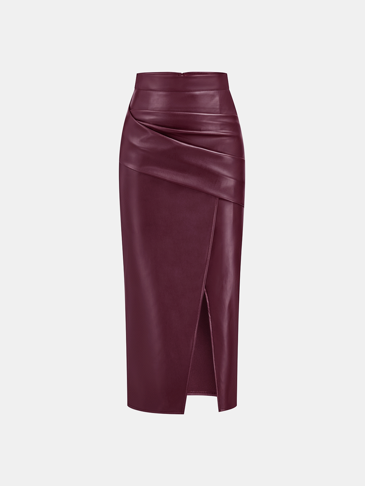 LUNARA | ROCHED LEATHER MIDI SKIRT