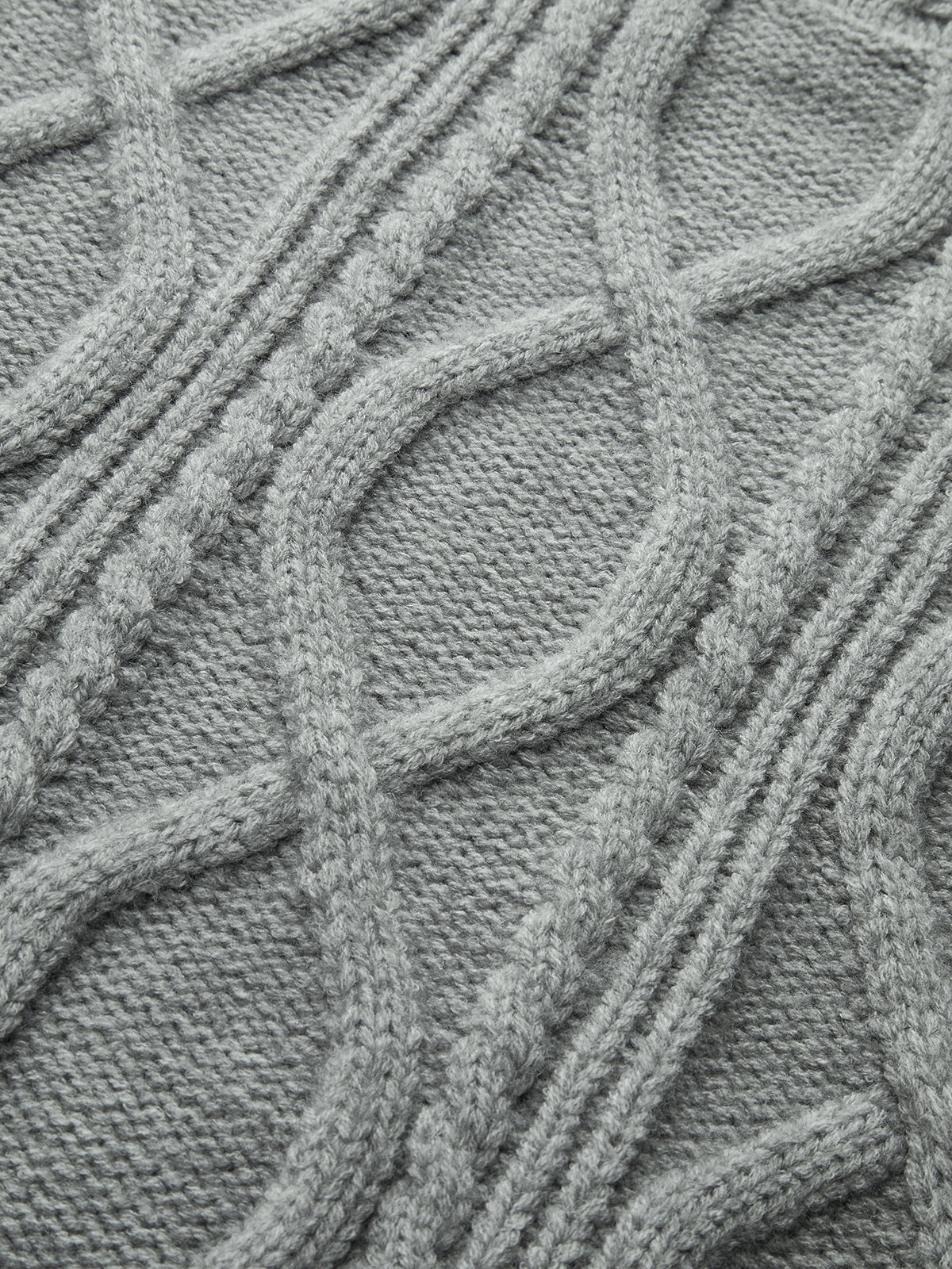 Cable Knit Mock Neck Sweater Grey
