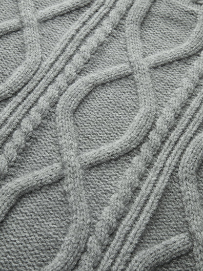Cable Knit Mock Neck Sweater Grey