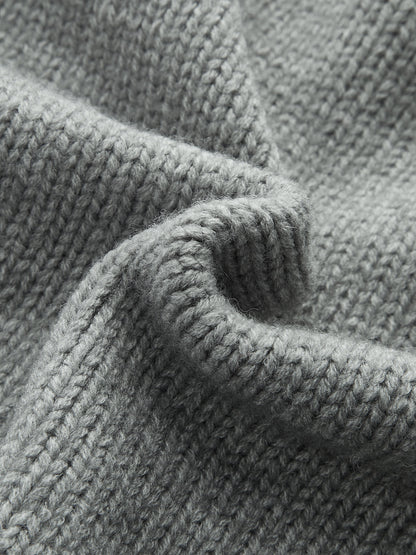 Cable Knit Mock Neck Sweater Grey