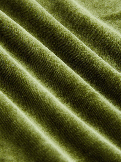 Belted Pleated Velvet Wide-Leg Pants Green