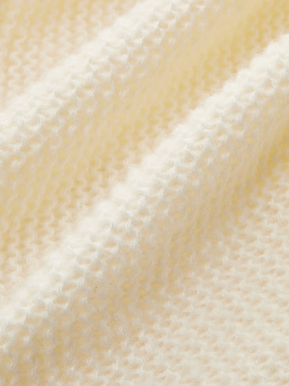 V-Neck Long-Sleeve Cropped Sweater Off-White