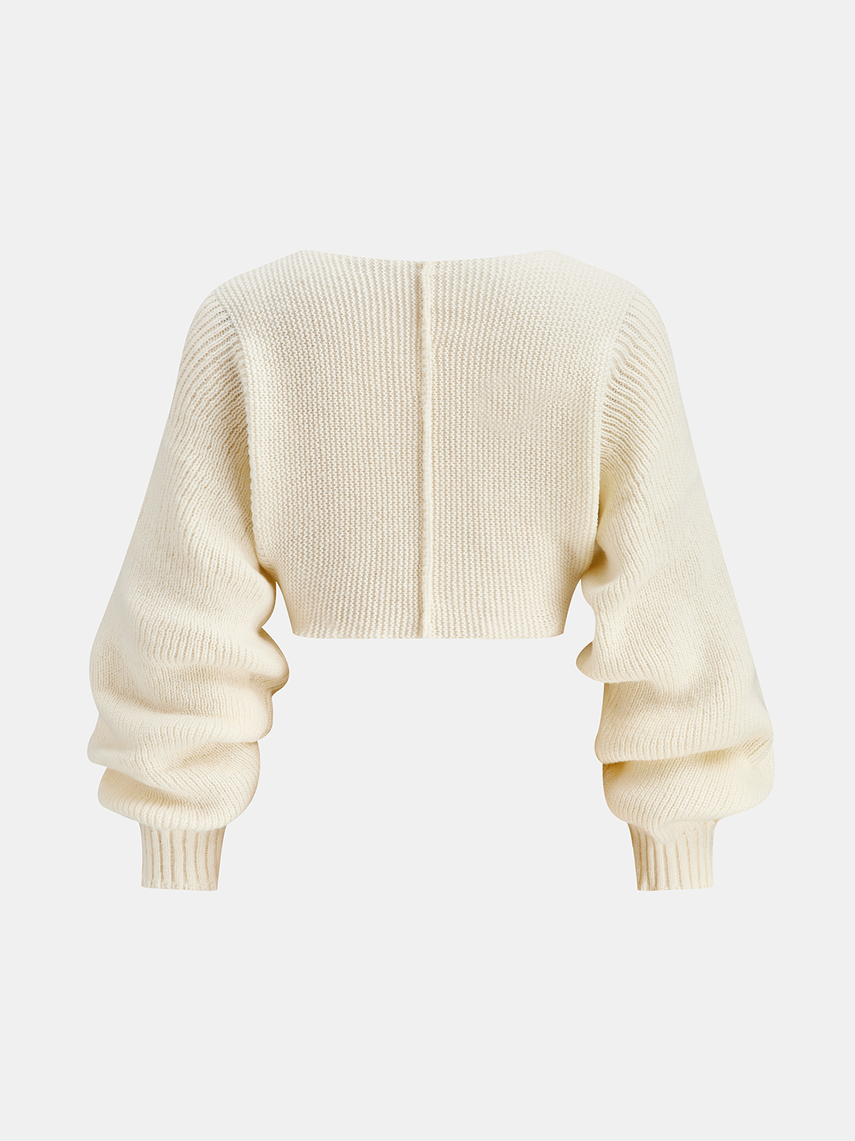 V-Neck Long-Sleeve Cropped Sweater Off-White