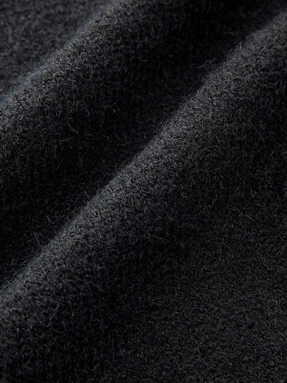 Buttoned Contrast Fringe Split Sweater Black