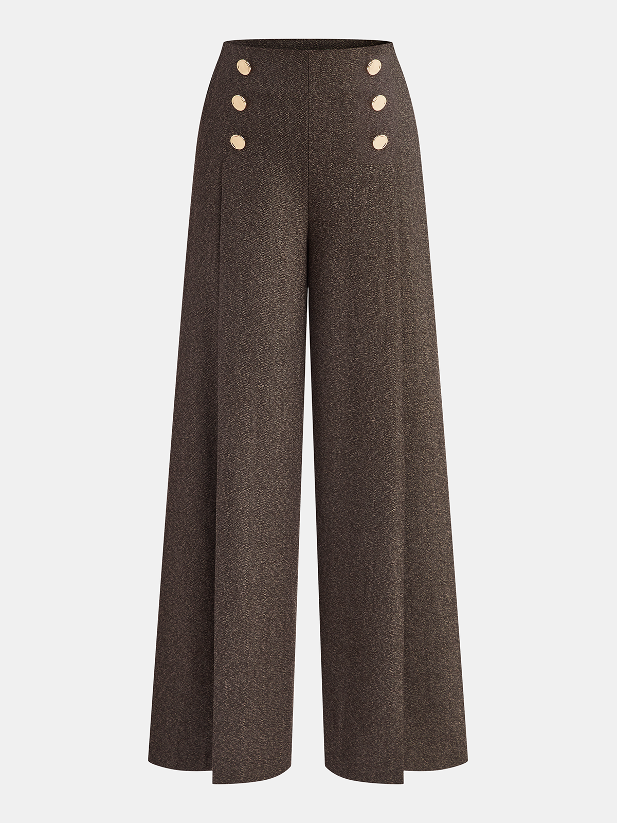 Buttoned Twill Retro Pants Dark Brown
