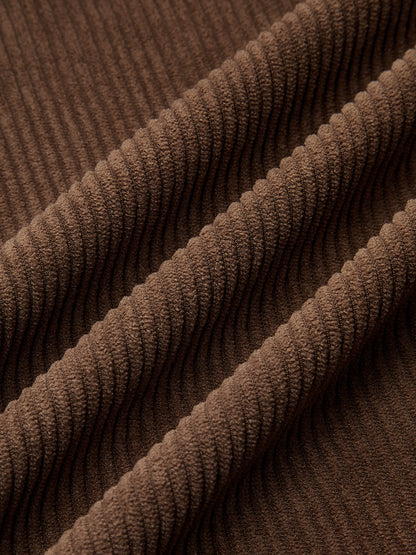 Mid-Waist Corduroy Wide-Leg Drawstring Pants Dark Brown