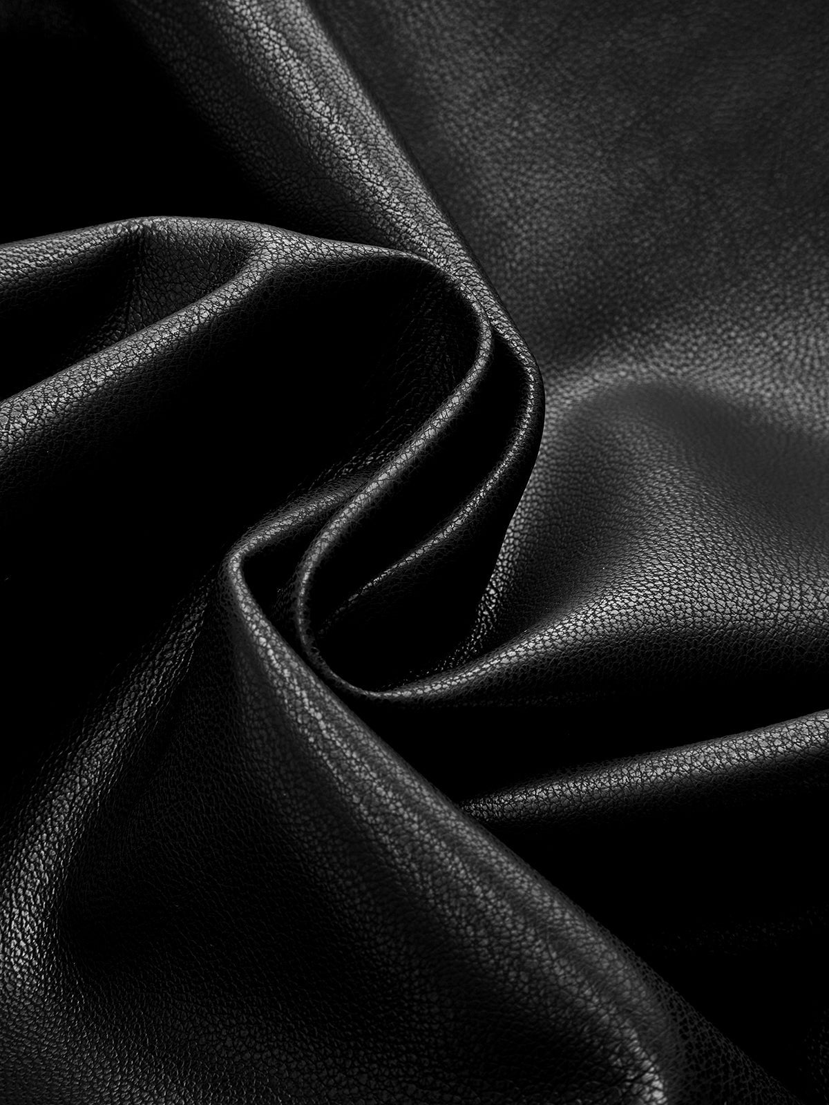 Cross Waistband PU Leather Wide-Leg Pants Black