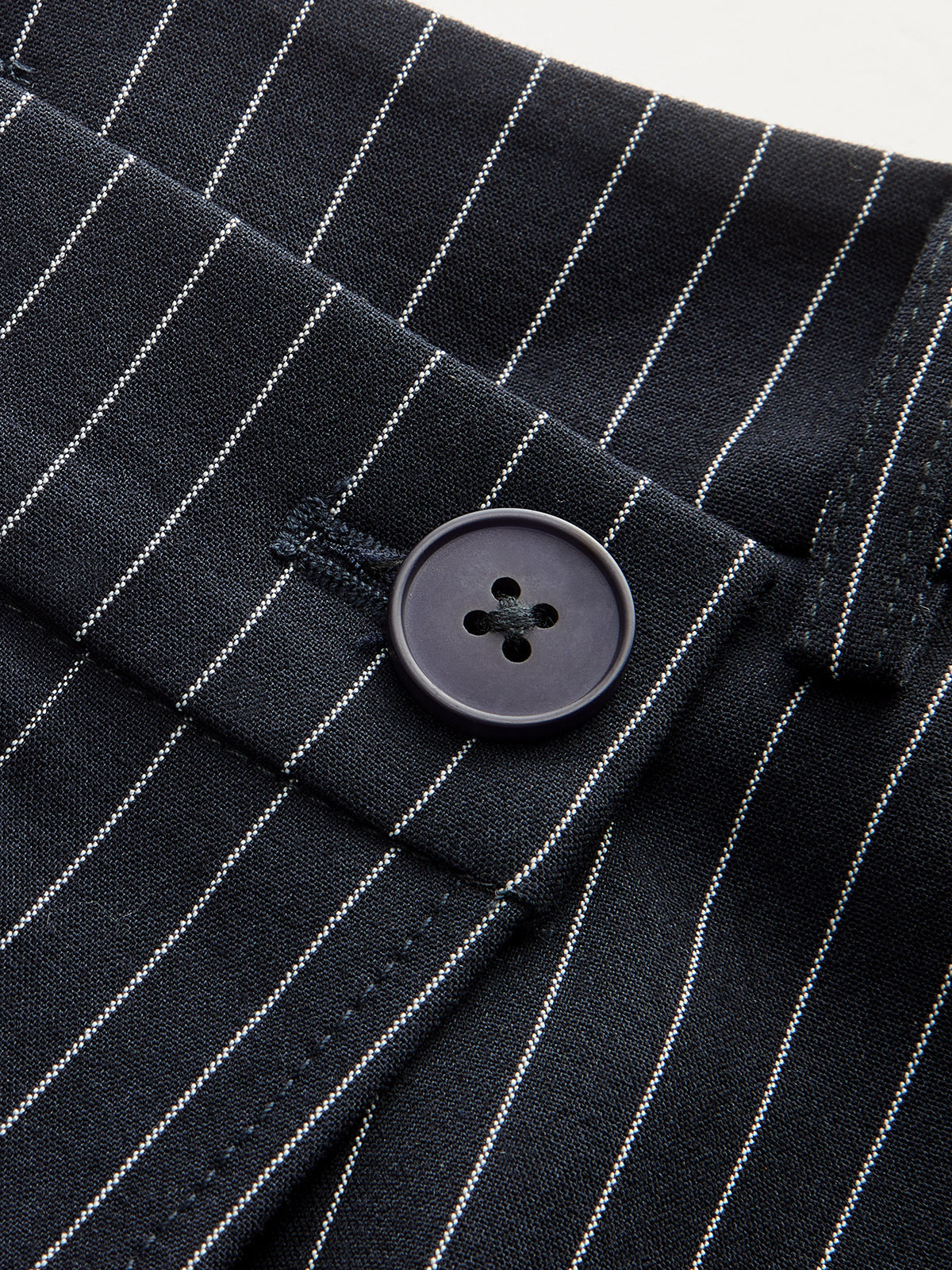 Wide-Leg Pinstriped Asymmetric Placket Pants Navy