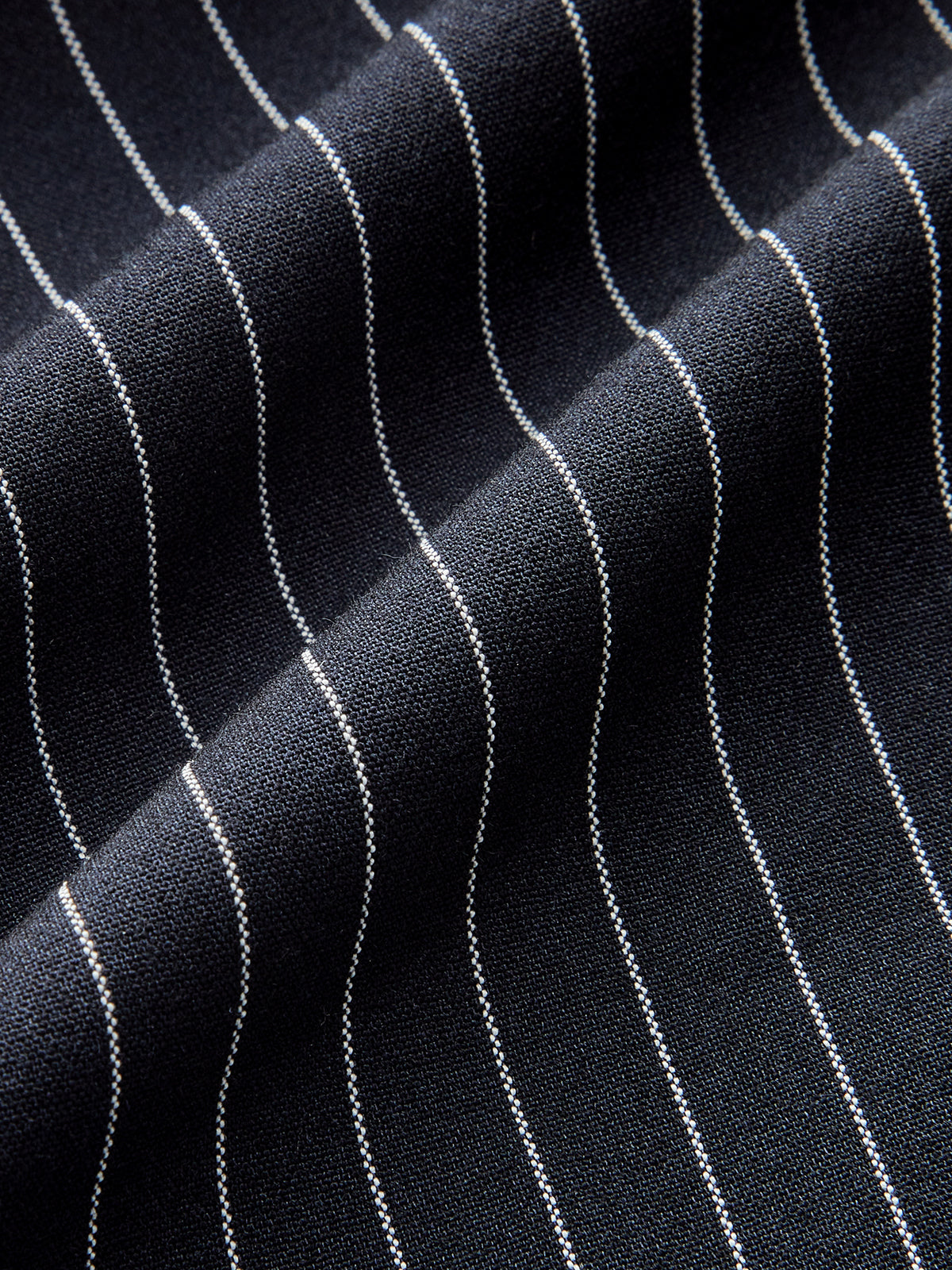 Wide-Leg Pinstriped Asymmetric Placket Pants Navy