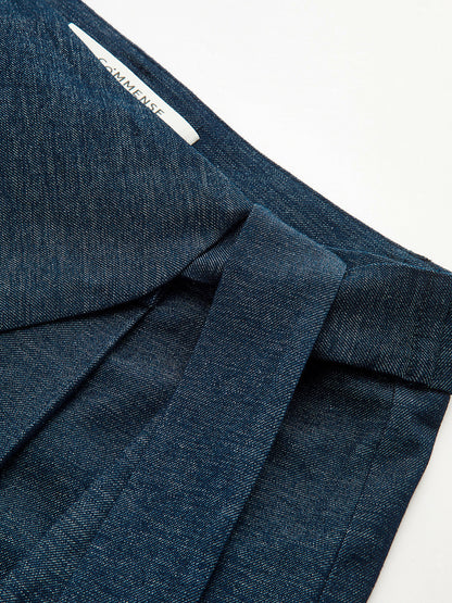 Asymmetric Wrap Wide-Leg Pants Navy