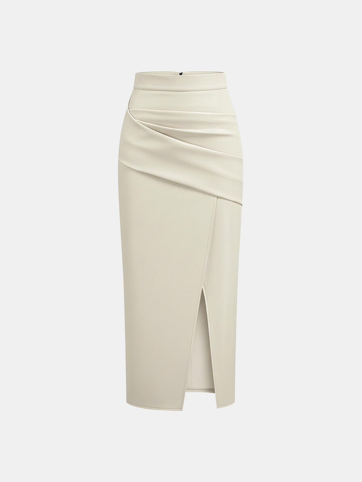 LUNARA | ROCHED LEATHER MIDI SKIRT