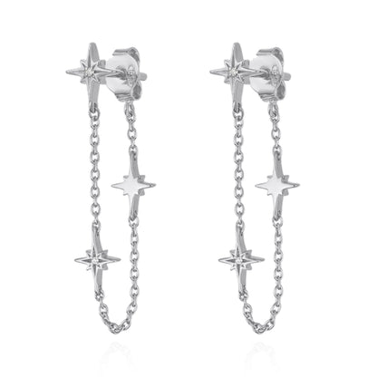 AURELIA | STAR CHAIN DROP EARRINGS SILVER