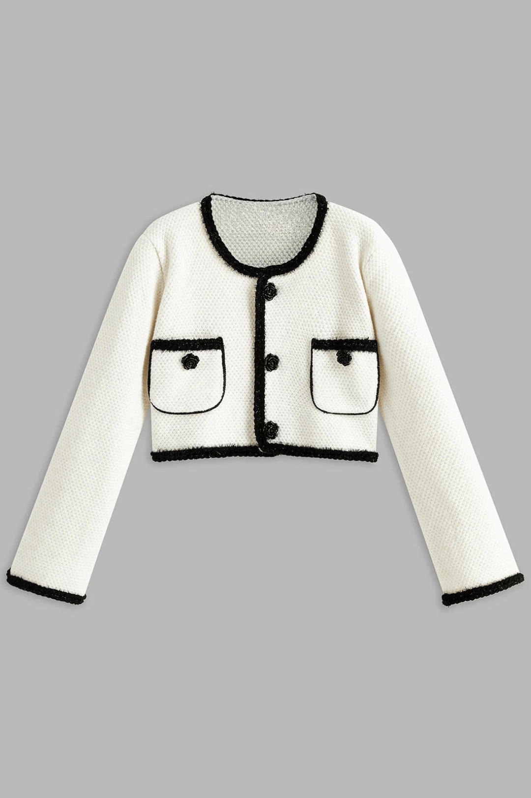MADELEINE | BOUCLÉ TRIM CROP CARDIGAN