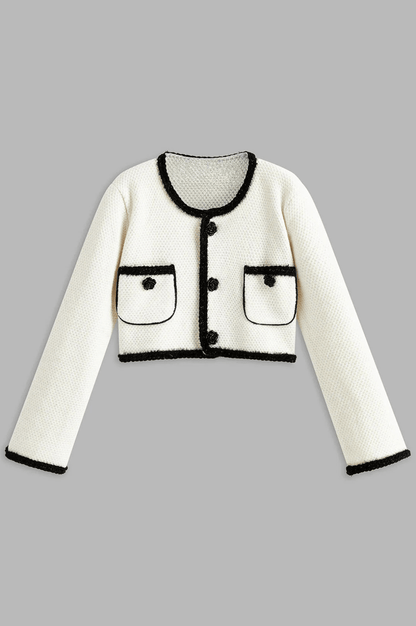 MADELEINE | BOUCLÉ TRIM CROP CARDIGAN