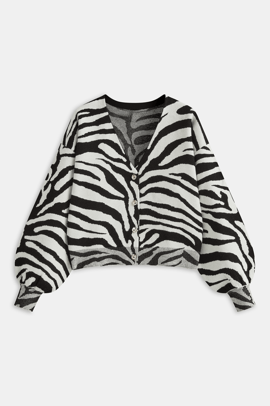 SAVANA | ZEBRA JACQUARD CARDIGAN