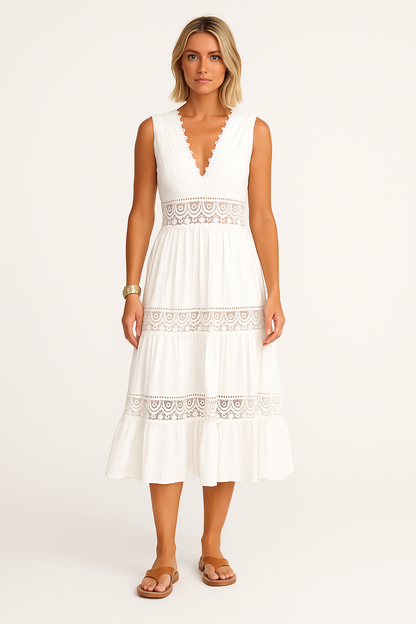 LYVIA | FEMINE EMBROIDERED FLOWY DRESS BLACK