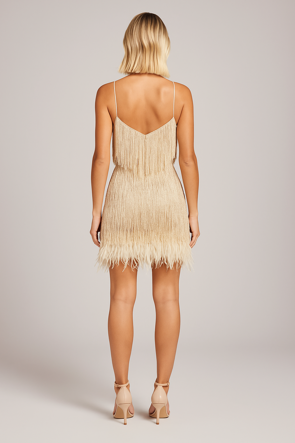 SORELLE | FEATHER-TRIM MINI DRESS