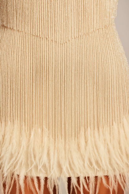 SORELLE | FEATHER-TRIM MINI DRESS GREEN