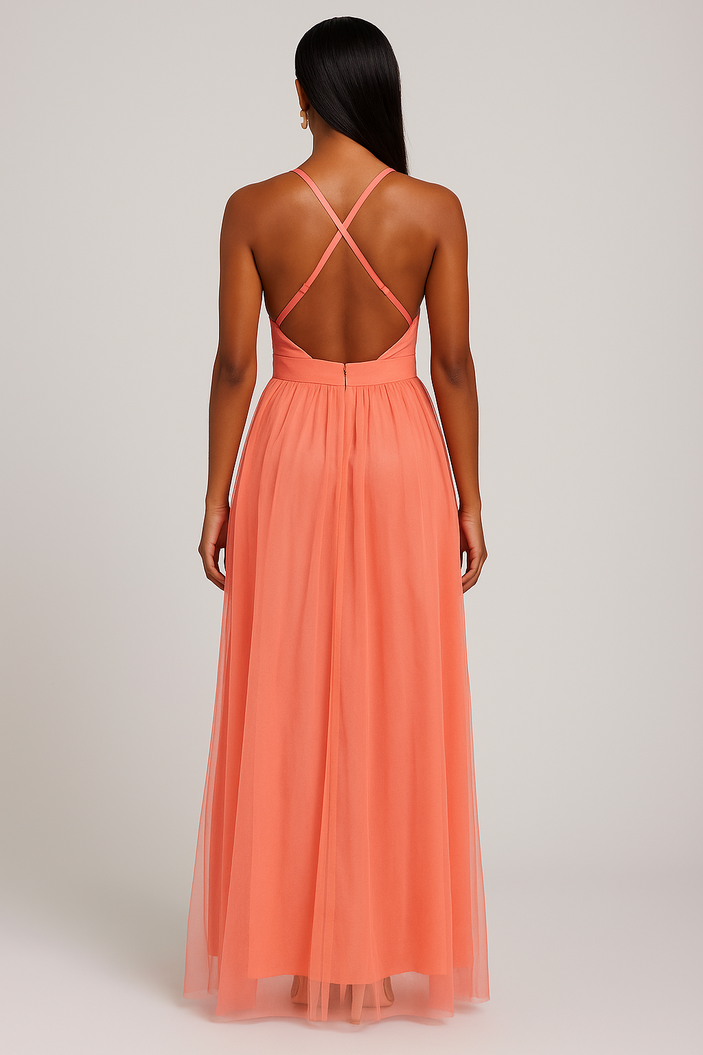 SELENE | ELEGANT SCULPTED FIT DRESS CORAL