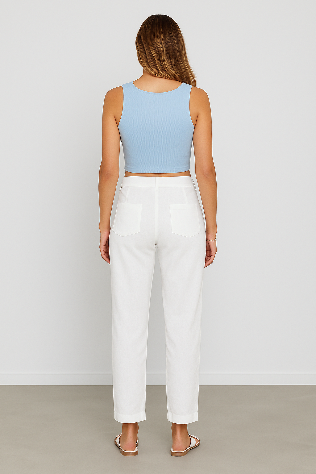 SORRENTO | LINEN CROPPED PANTS WHITE